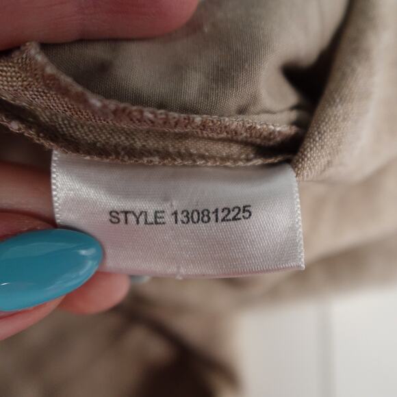 Tory Burch Pants Women 4 Linen Wide Leg Cuffed Tan Brown Beachy Preppy Lagenlook - Picture 9 of 11